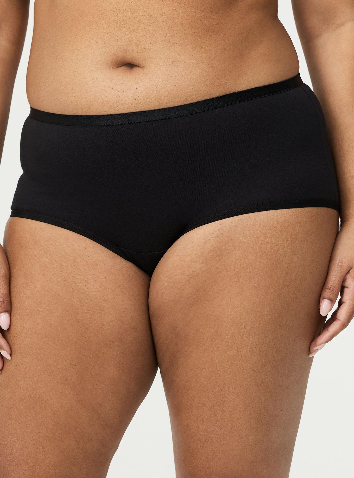 Plus Size Cotton Cinch Mid-Rise Brief, RICH BLACK, alternate
