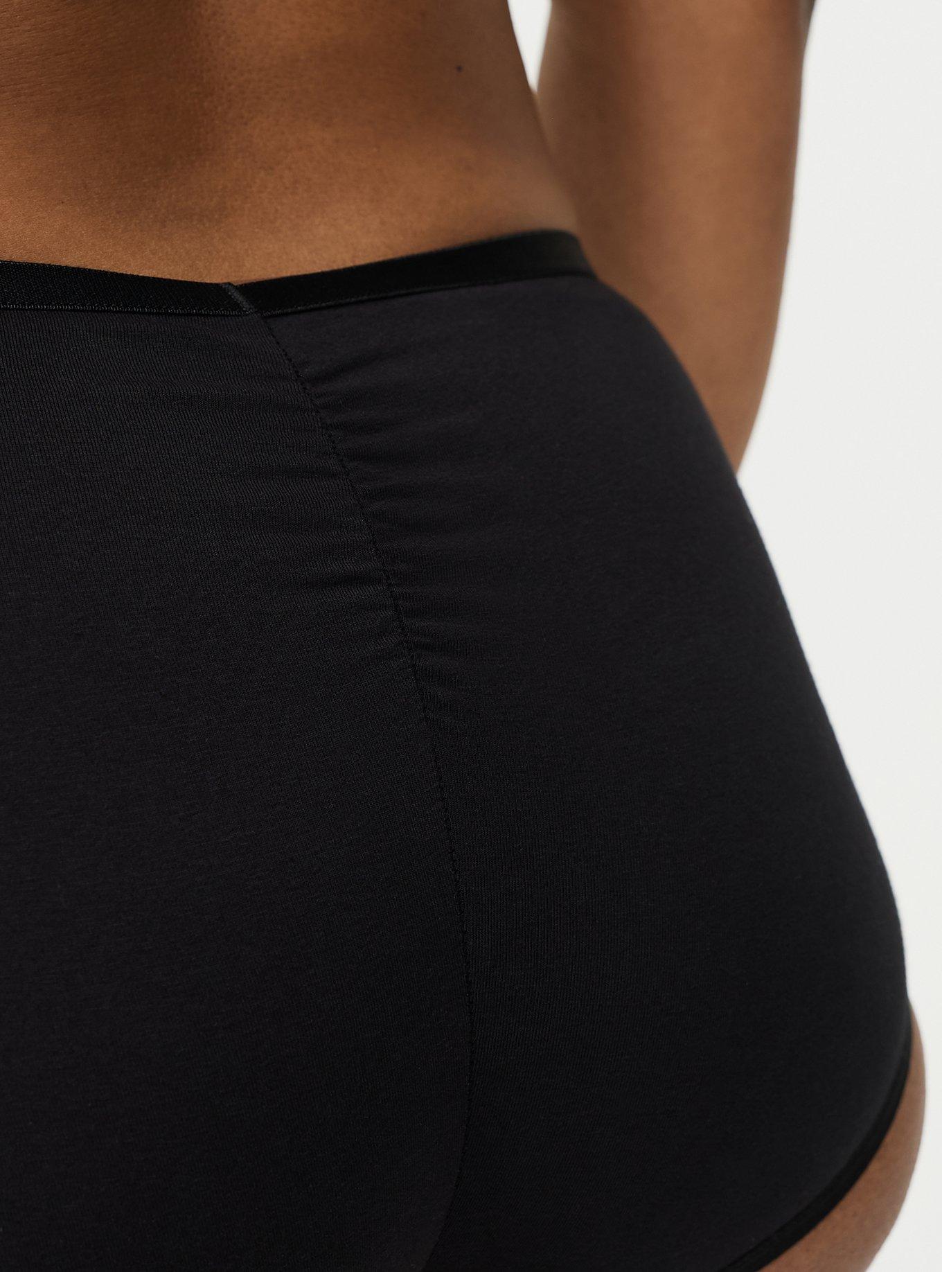 Plus Size Cotton Cinch Mid-Rise Brief, RICH BLACK, alternate
