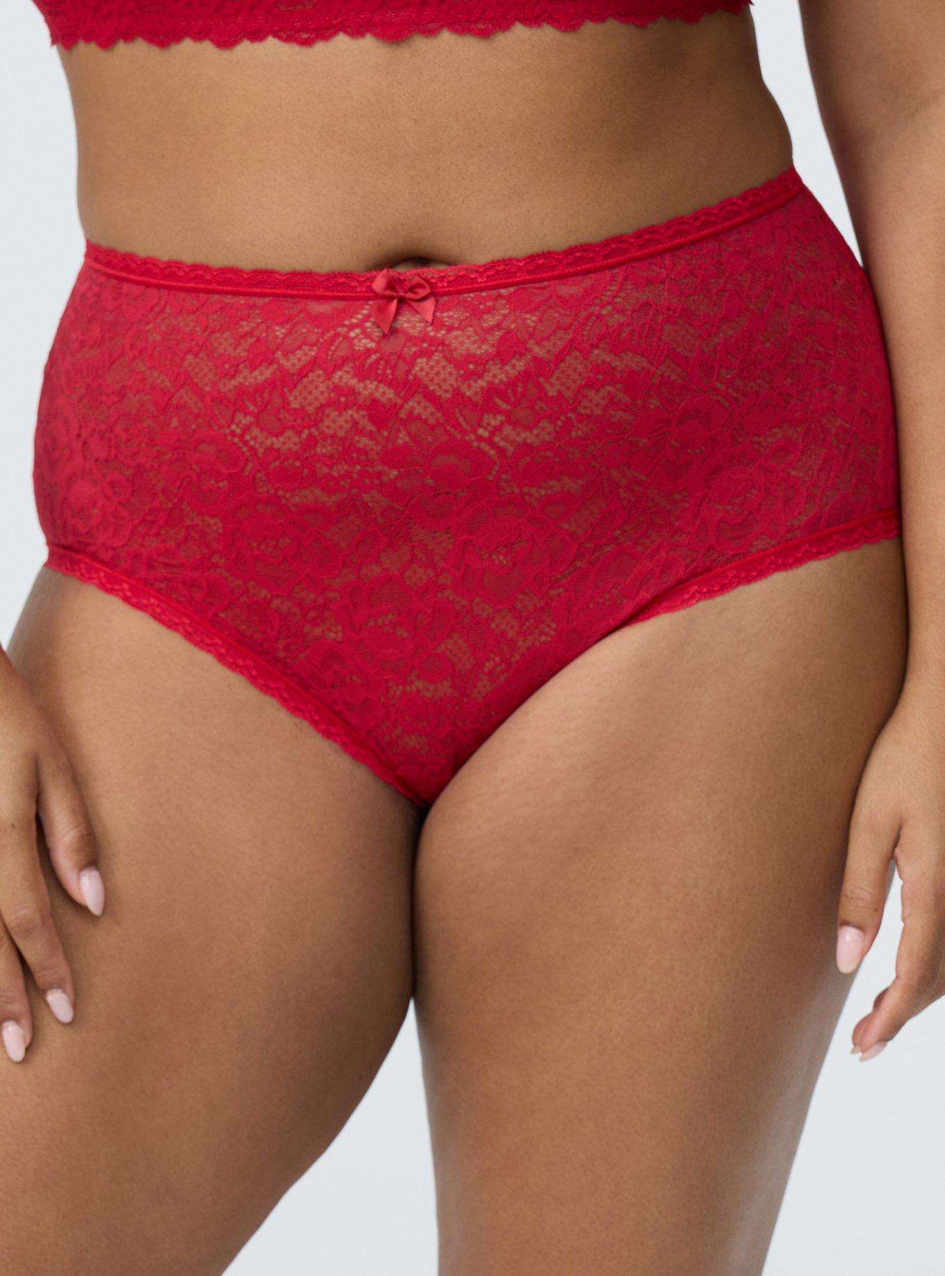Super Soft Lace Mid-Rise Brief Panty, JESTER RED, alternate