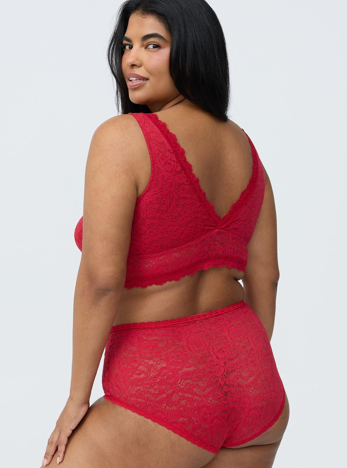 Super Soft Lace Mid-Rise Brief Panty, JESTER RED, alternate
