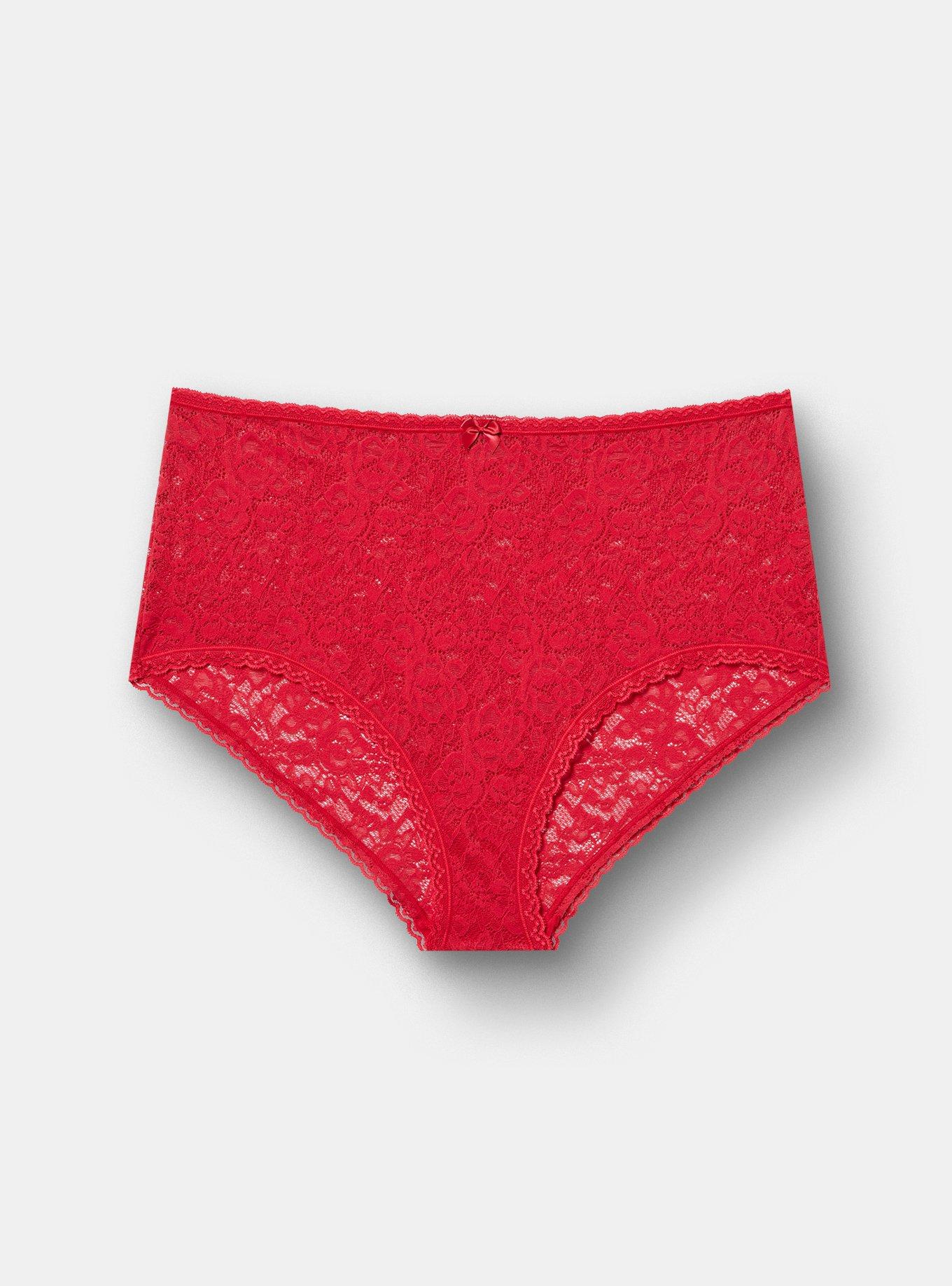 Super Soft Lace Mid-Rise Brief Panty, JESTER RED, hi-res