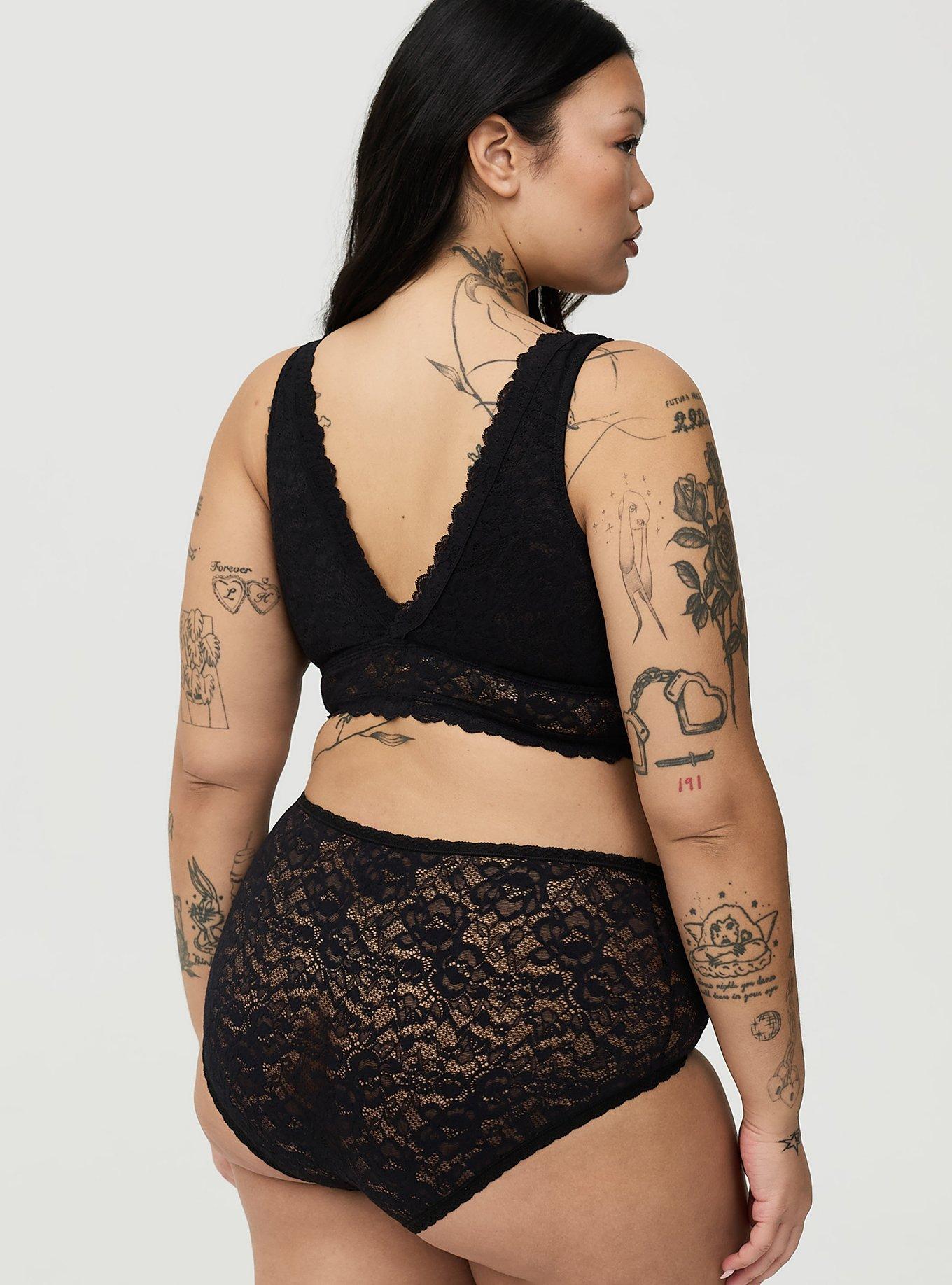 Super Soft Lace Mid-Rise Brief Panty, RICH BLACK, alternate