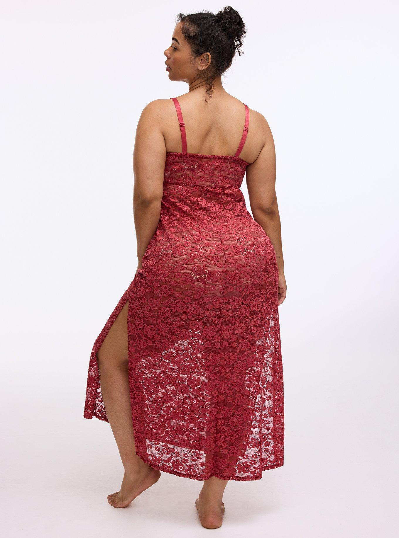 Lace Lingerie Maxi Dress, GARNET, alternate