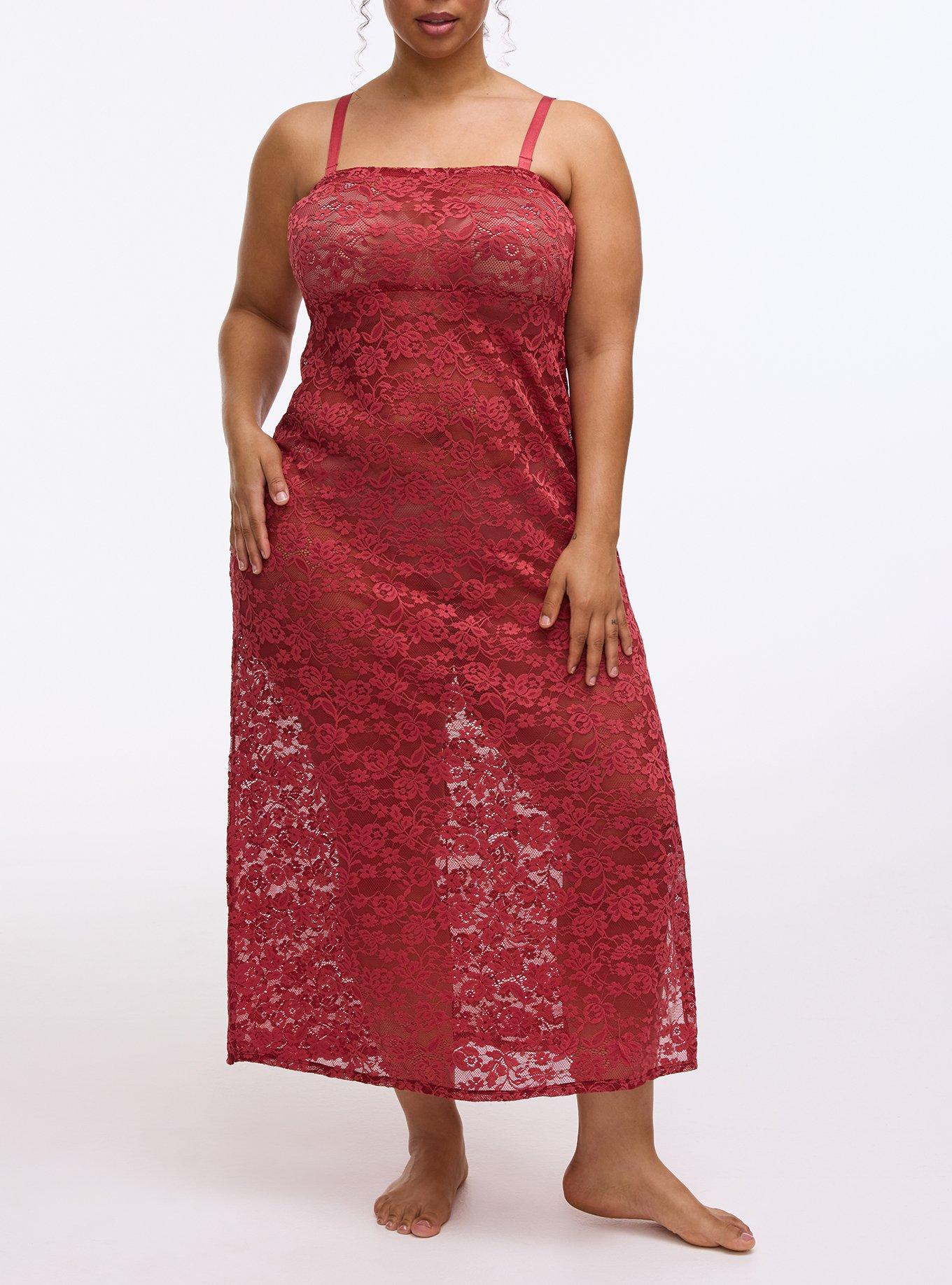 Lace Lingerie Maxi Dress, GARNET, alternate