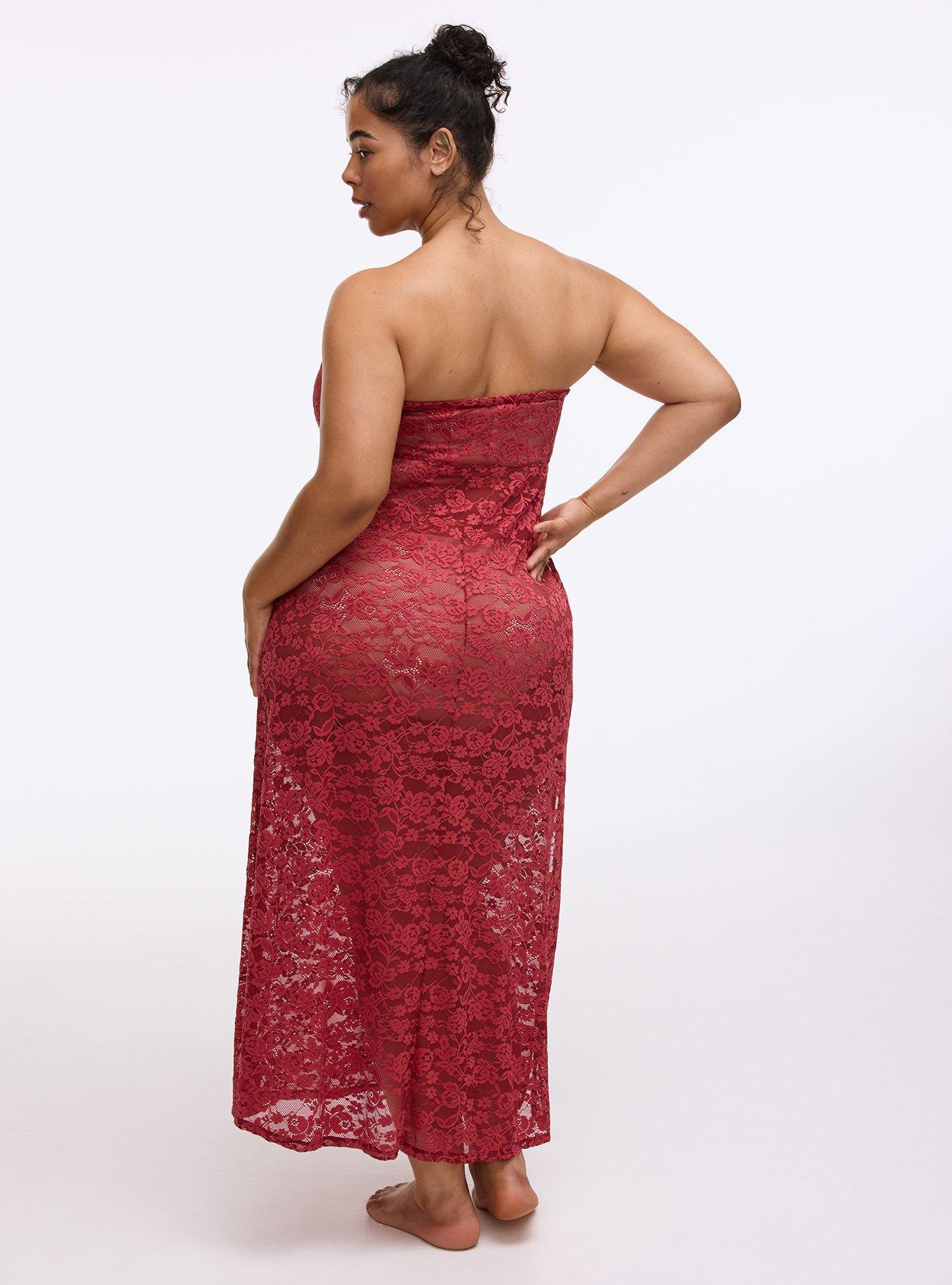 Lace Lingerie Maxi Dress, GARNET, alternate