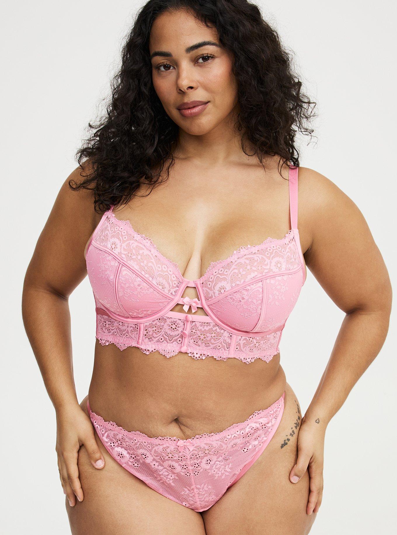 Demure Longline Lace Underwire Bra, SEA PINK, alternate