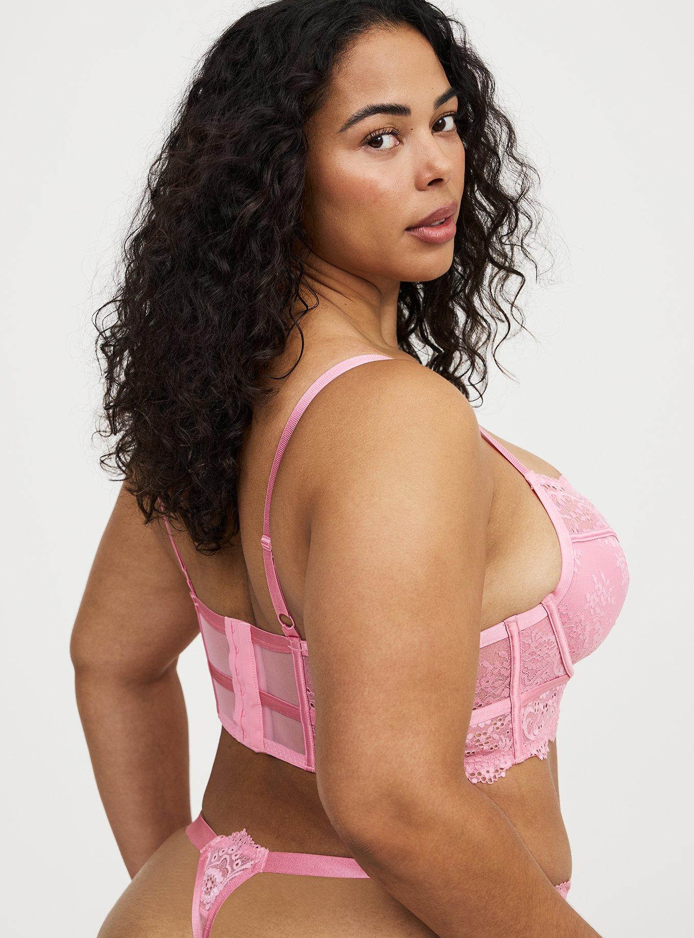 Demure Lace Thong, SEA PINK, alternate