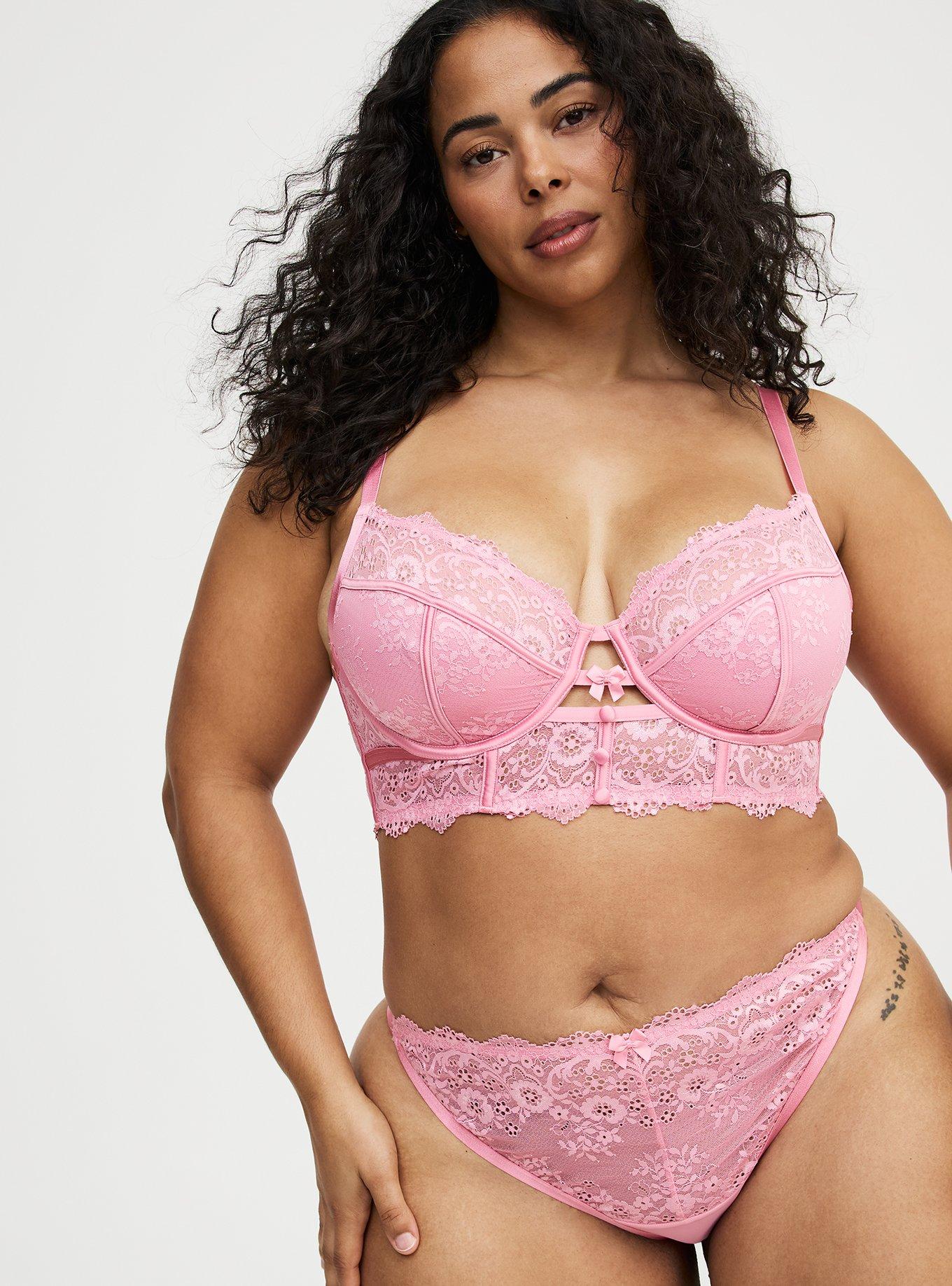 Demure Lace Thong, SEA PINK, alternate