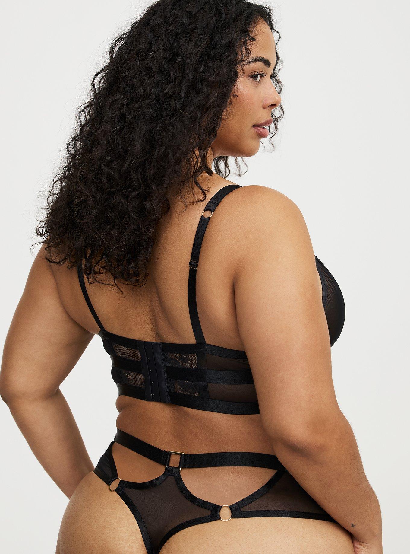 Mob Wife Strappy Lace Thong, RICH BLACK, alternate