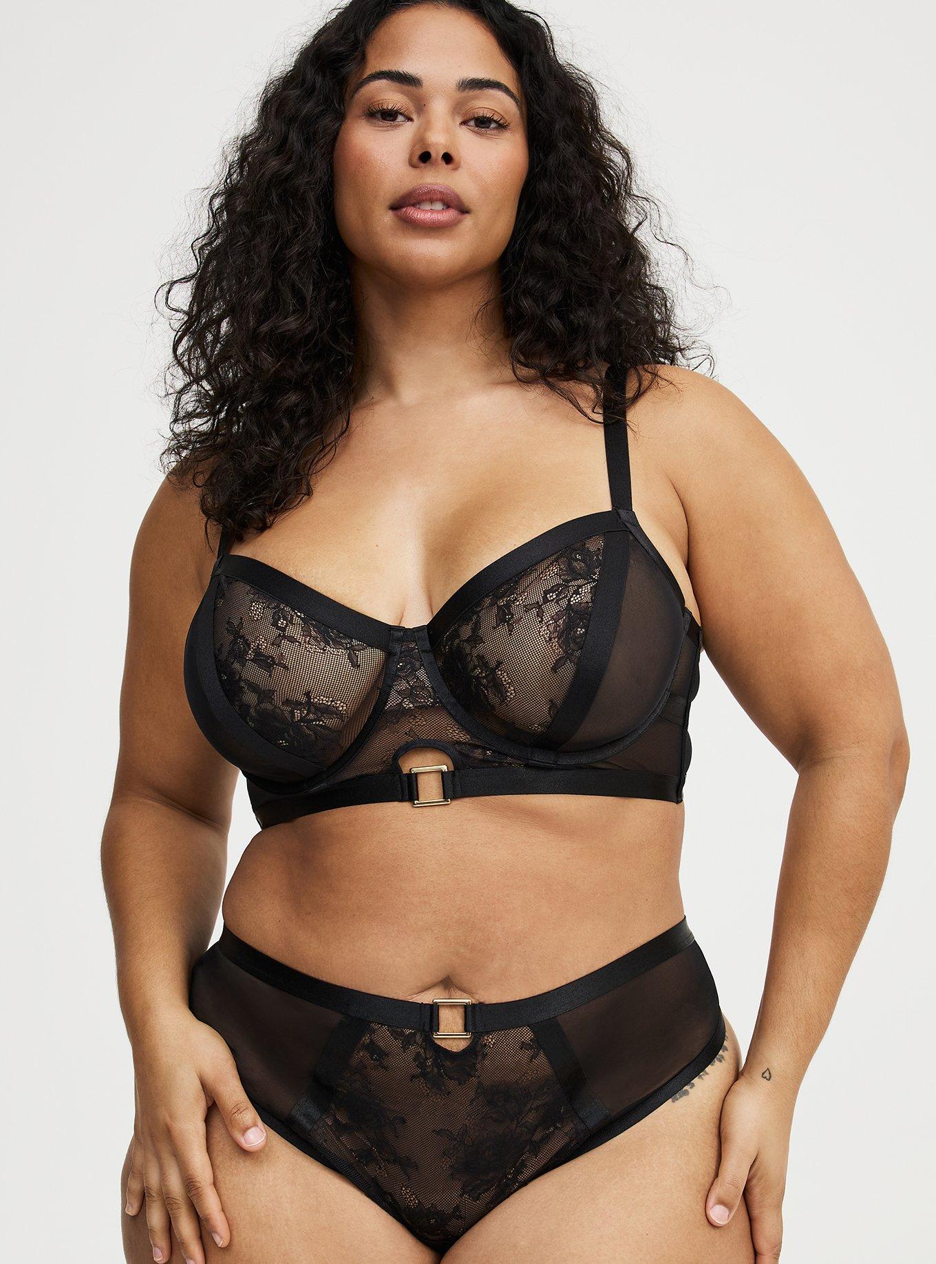 Mob Wife Strappy Lace Thong, RICH BLACK, alternate