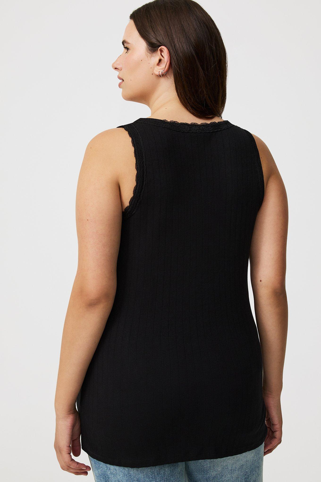 Pointelle Square Neck Lace Trim Tank