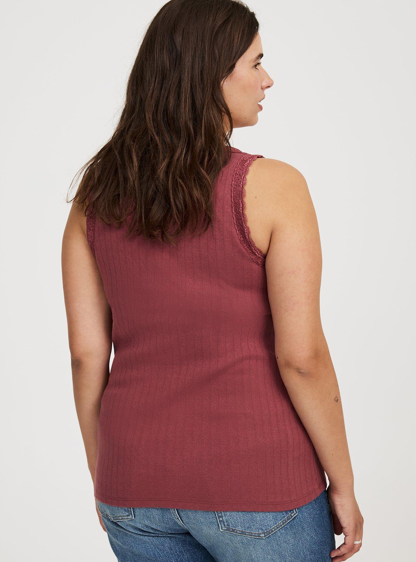 Pointelle Square Neck Lace Trim Tank