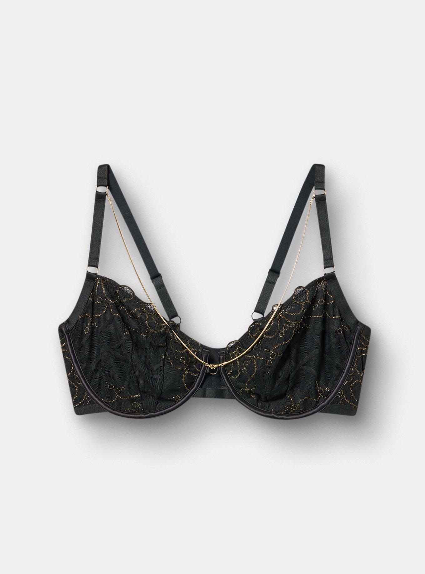 Mob Wife Chain Underwire Bra, RICH BLACK, hi-res