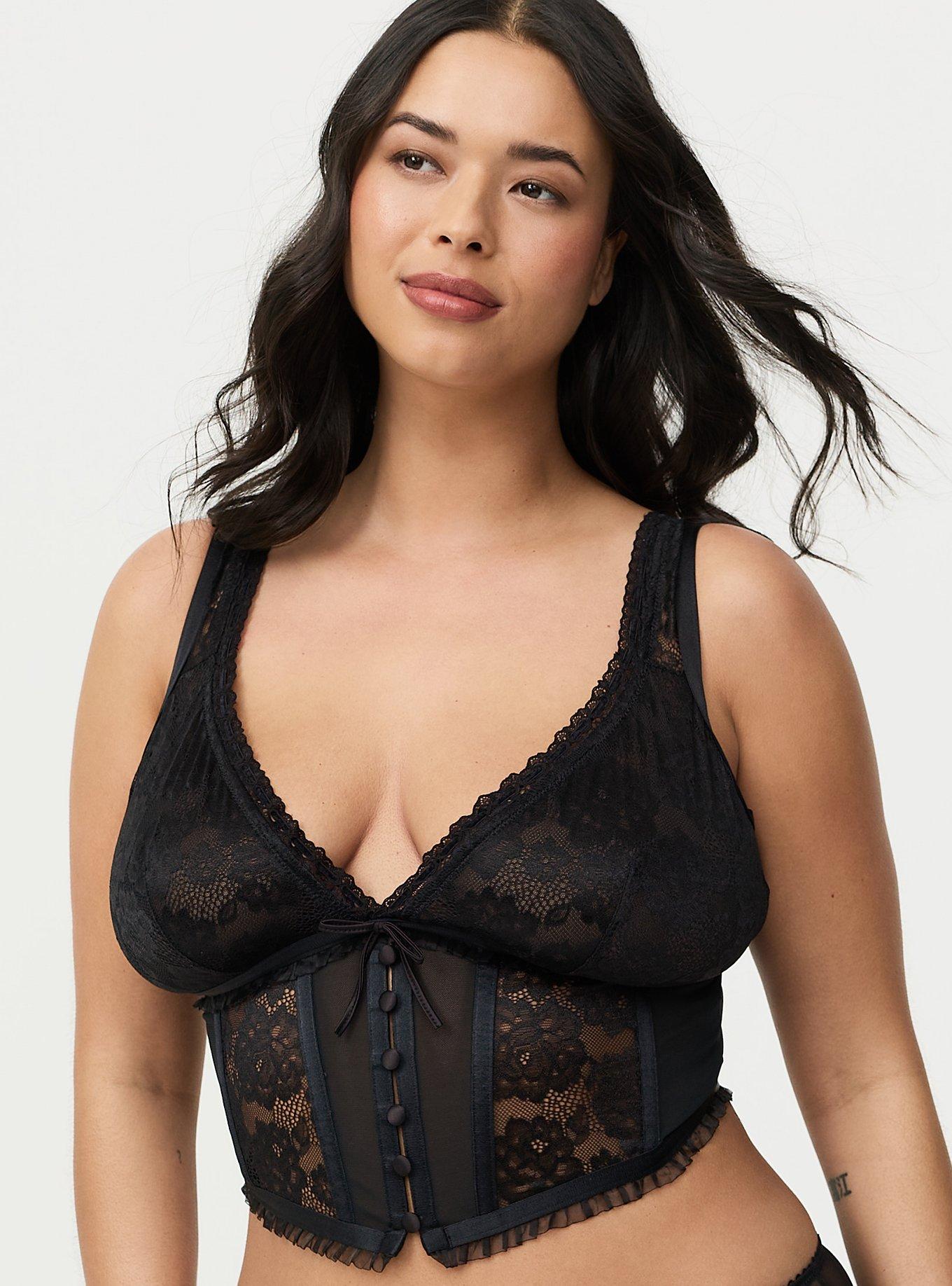 Demure Plunge Wired Top, RICH BLACK, hi-res