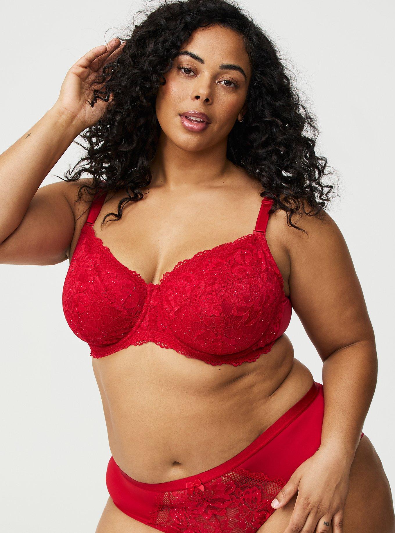 Full Coverage Unlined Lace Bra, JESTER RED, alternate