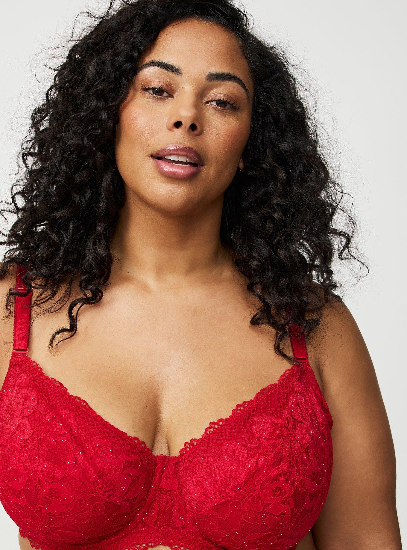 Full Coverage Unlined Lace Bra, JESTER RED, alternate