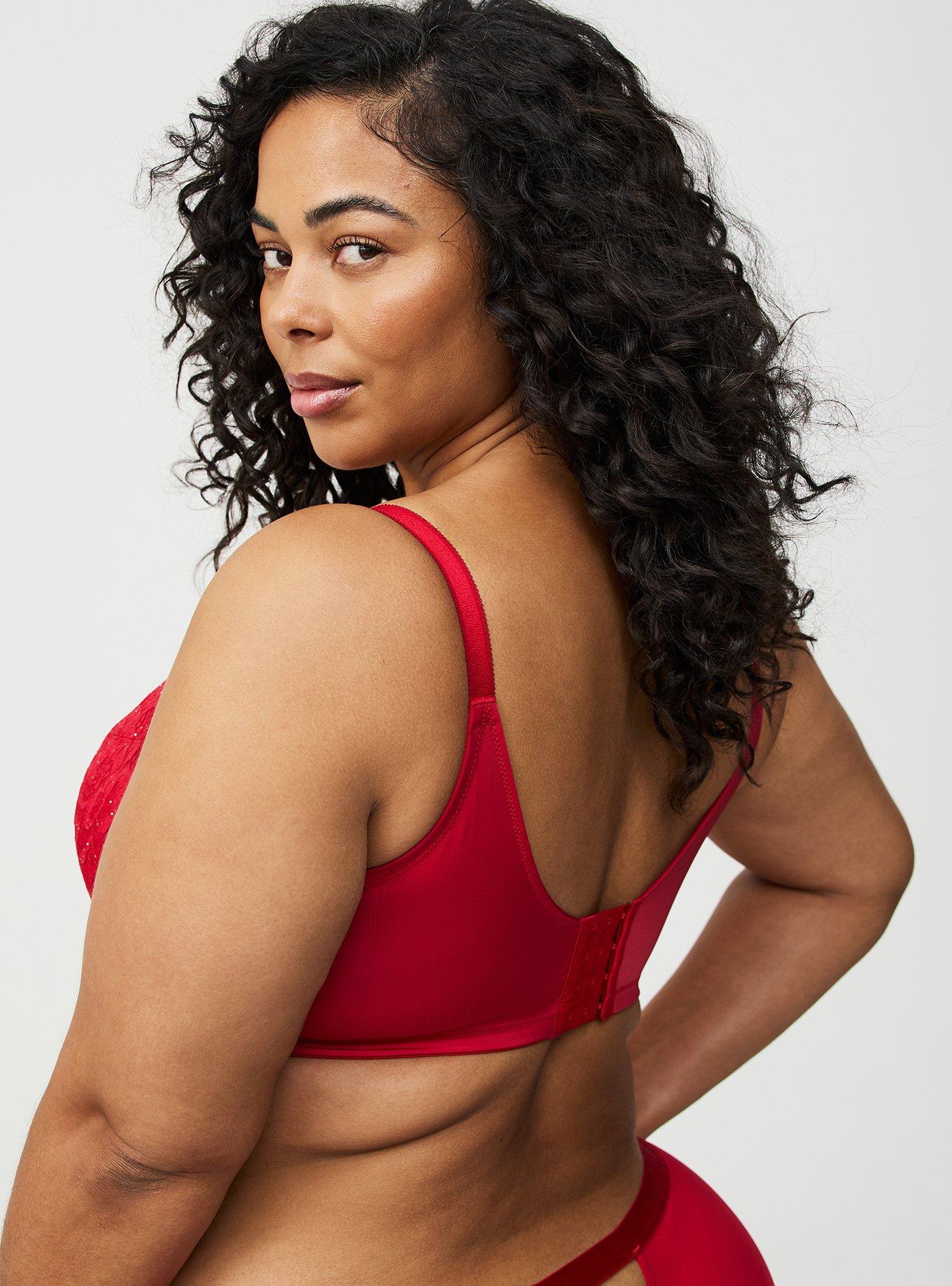 Full Coverage Unlined Lace Bra, JESTER RED, alternate