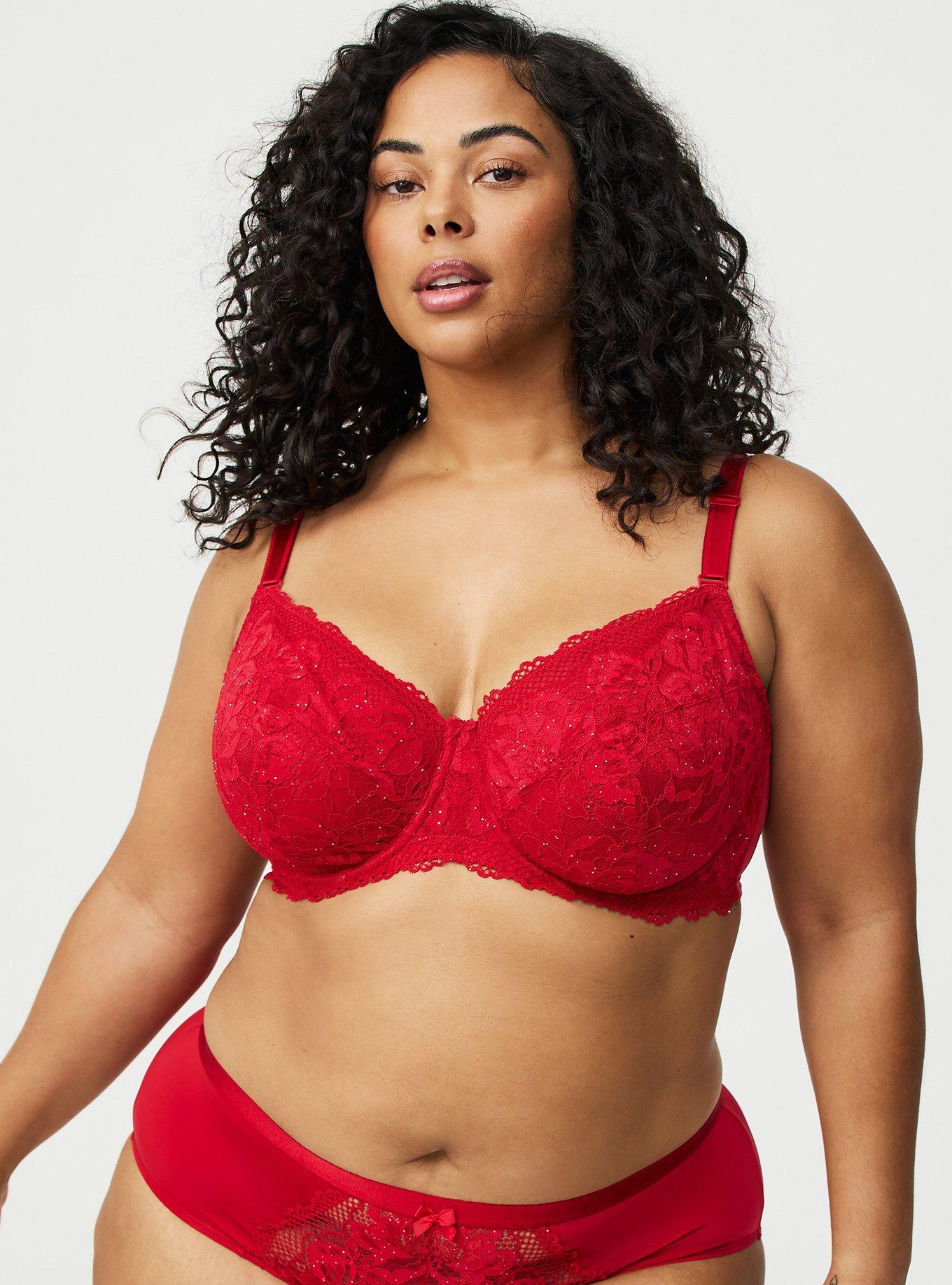 Full Coverage Unlined Lace Bra, JESTER RED, alternate