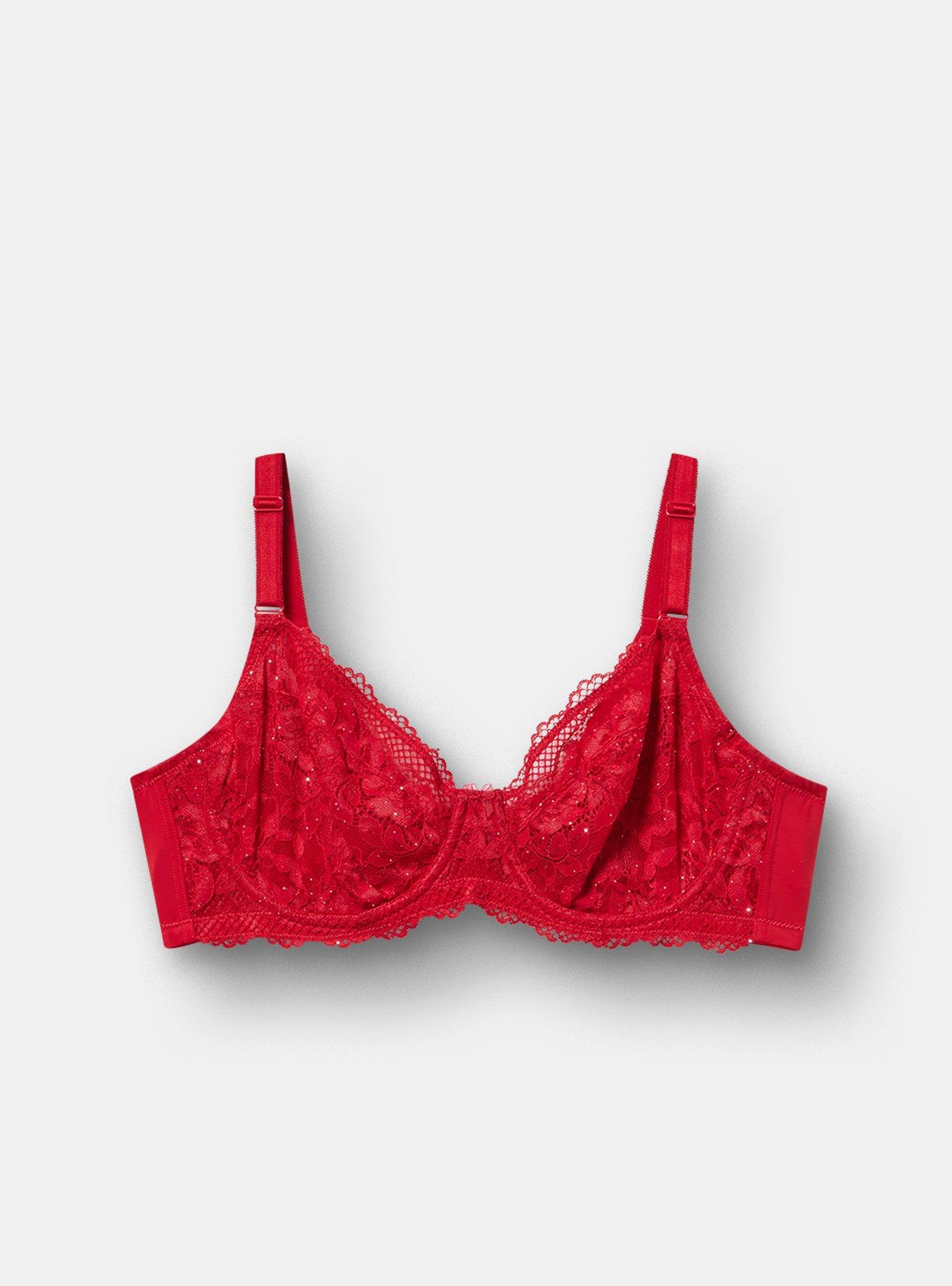 Full Coverage Unlined Lace Bra, JESTER RED, hi-res