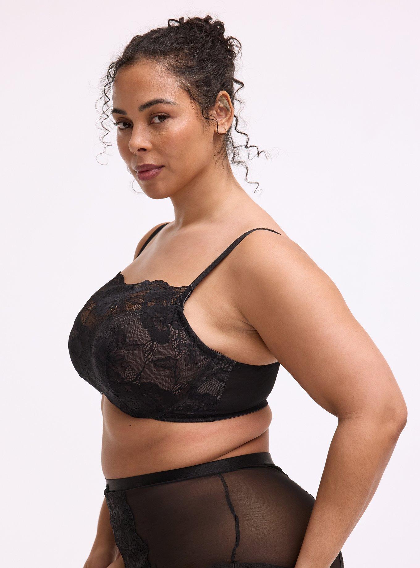 Balconette Unlined Lace Cami Bra, RICH BLACK, alternate