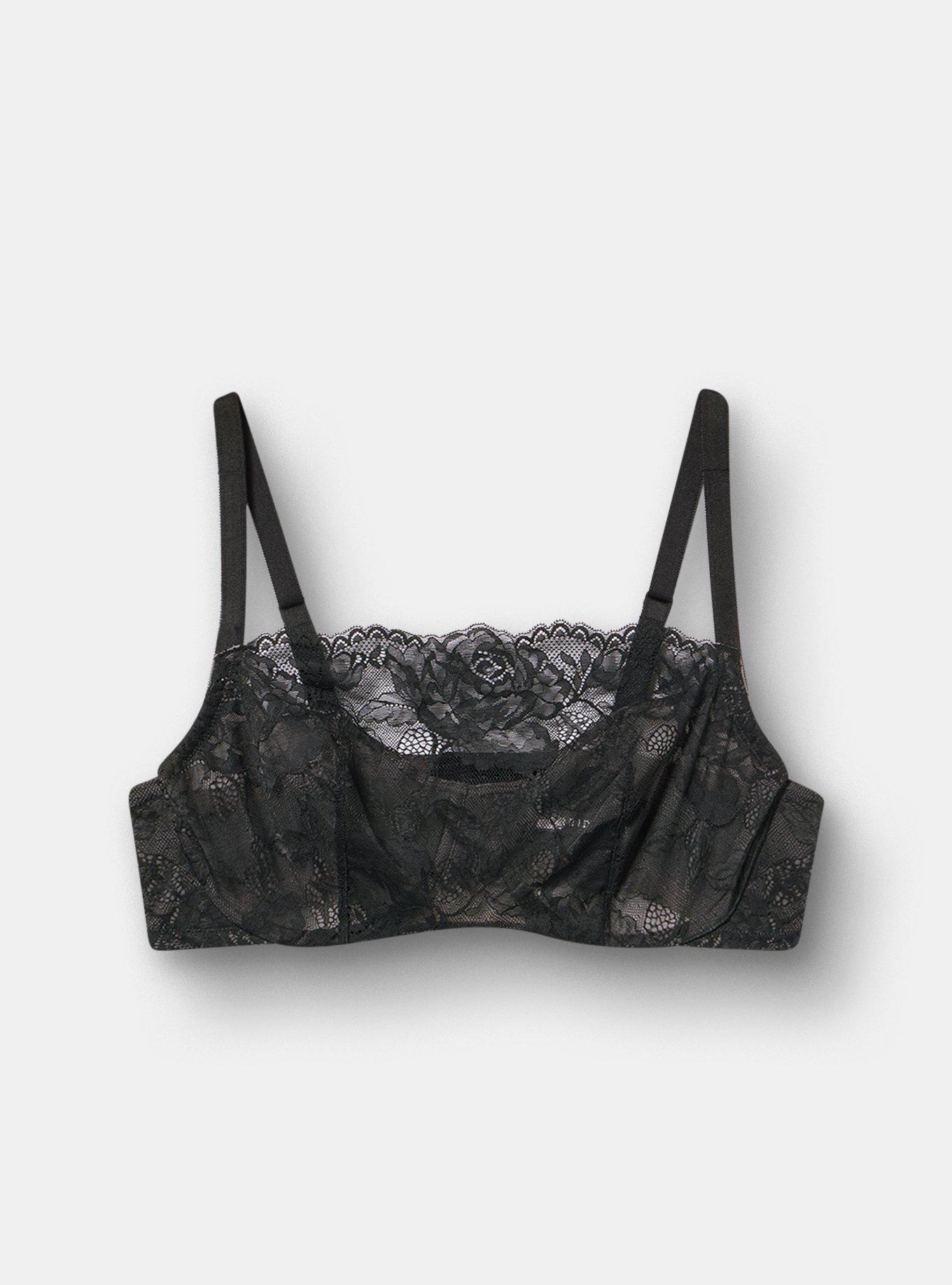 Balconette Unlined Lace Cami Bra, RICH BLACK, hi-res