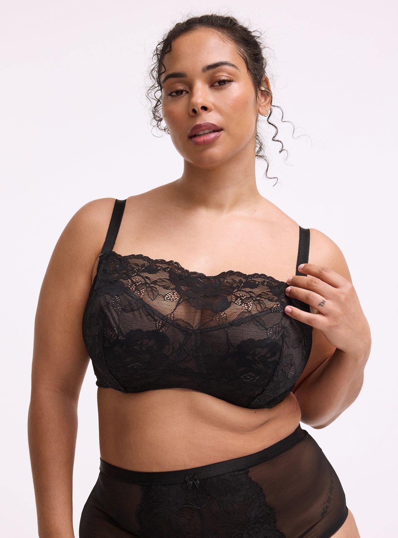 Balconette Unlined Lace Bra, RICH BLACK, hi-res