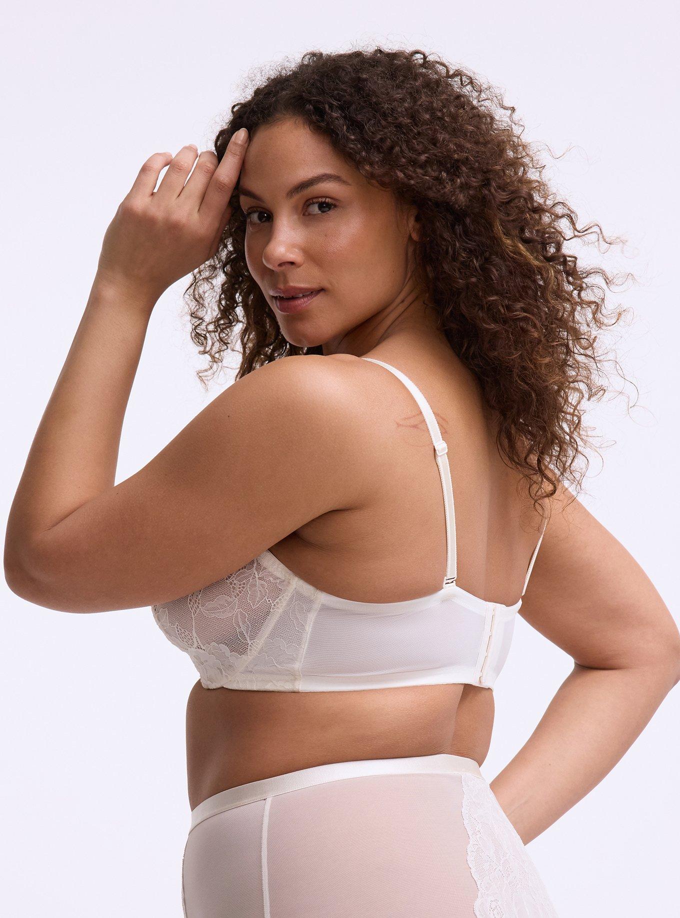 Balconette Unlined Lace Cami Bra, PRISTINE, alternate