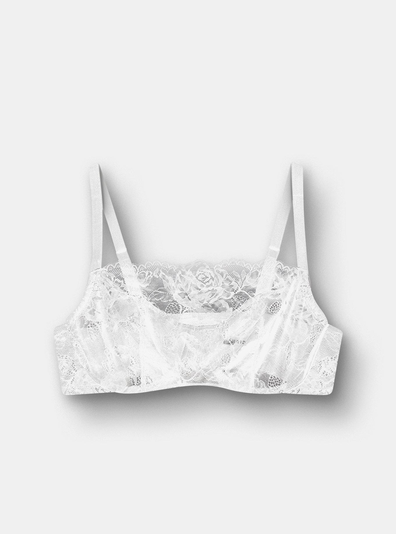 Balconette Unlined Lace Cami Bra, PRISTINE, hi-res