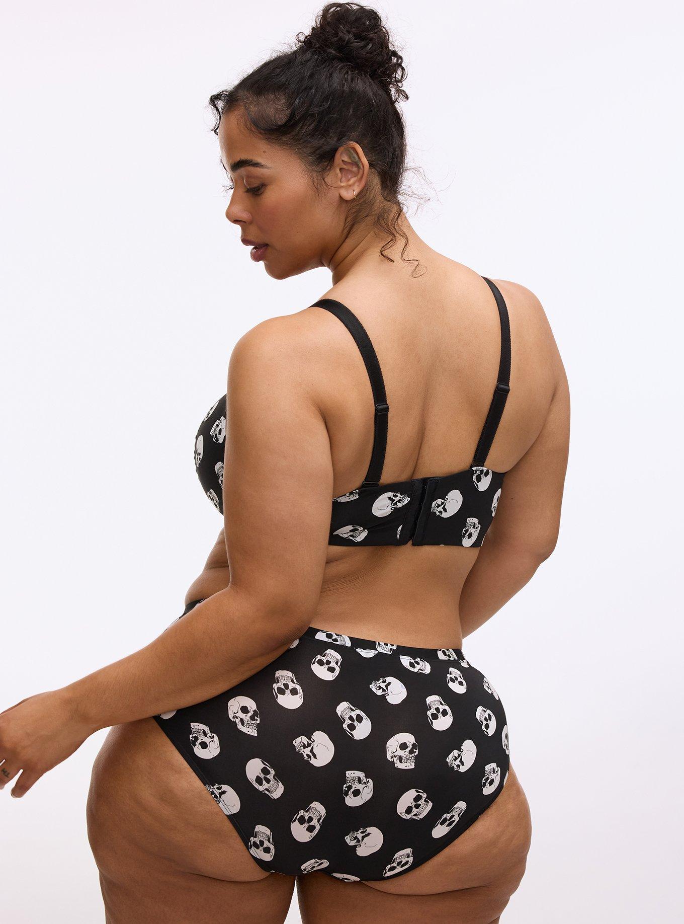 Wire-Free Lightly Lined Microfiber Bra, BUBBLEGUM SKULLS BLACK, alternate