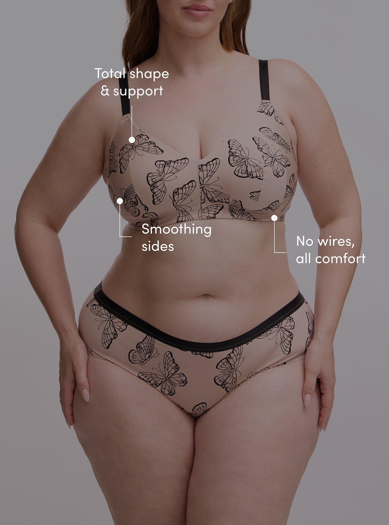 Wire-Free Lightly Lined Microfiber Bra, DELICATE BUTTERFLIES  ROSE, alternate