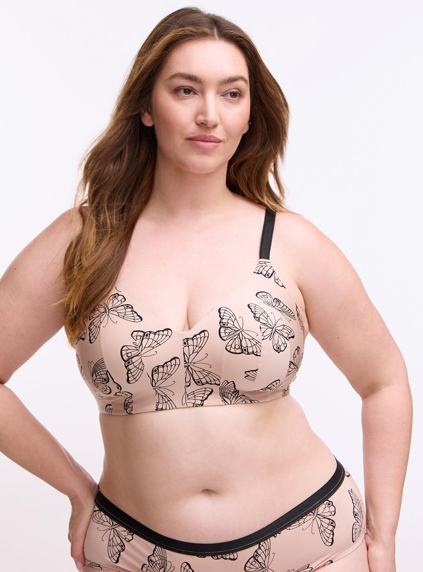 Wire-Free Lightly Lined Microfiber Bra, DELICATE BUTTERFLIES  ROSE, hi-res