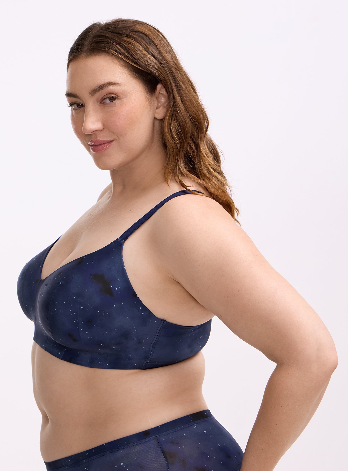 Wire-Free Lightly Lined Microfiber Bra, SKYLAR GALAXY NAVY, alternate