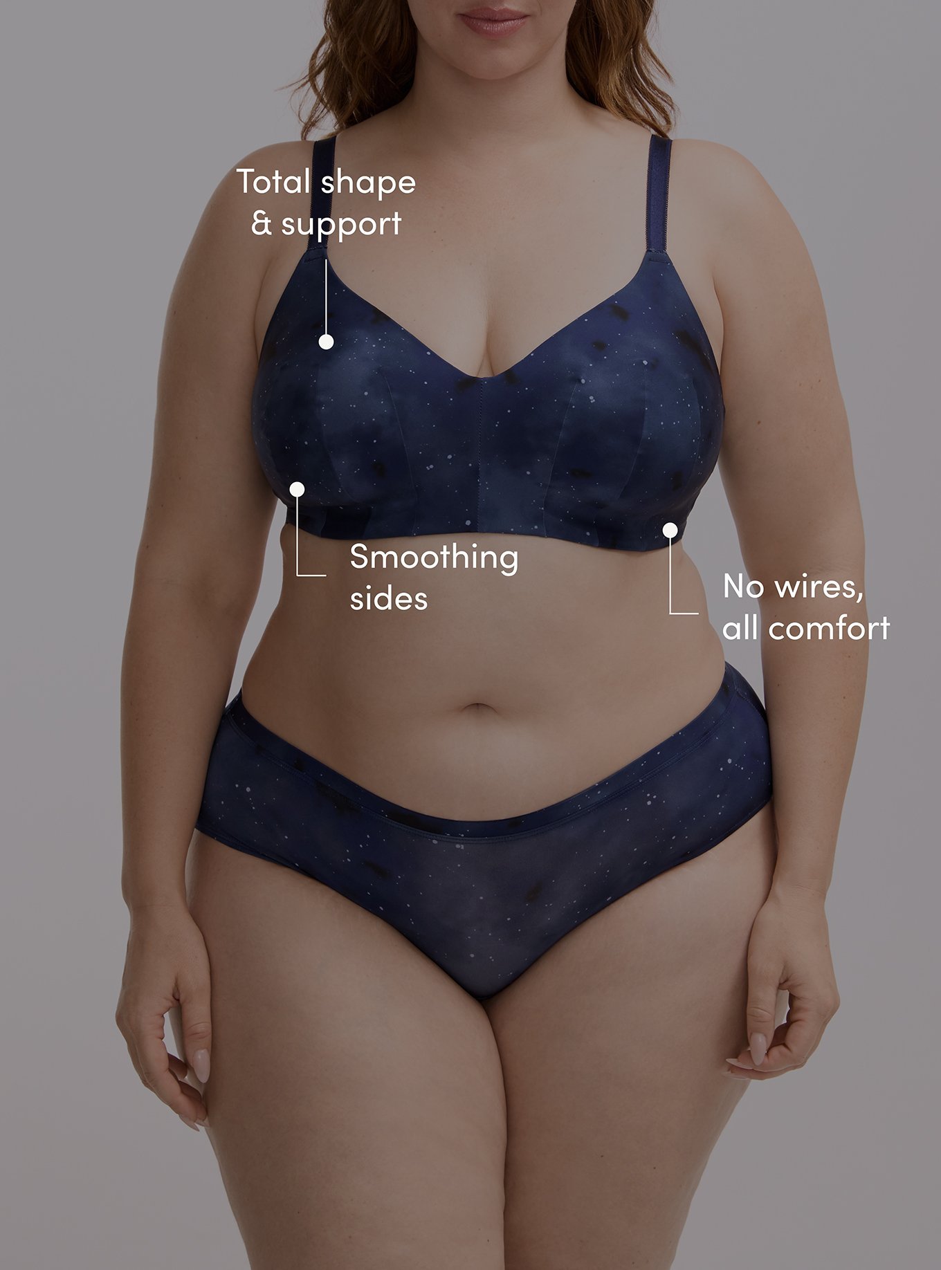 Wire-Free Lightly Lined Microfiber Bra, SKYLAR GALAXY NAVY, alternate