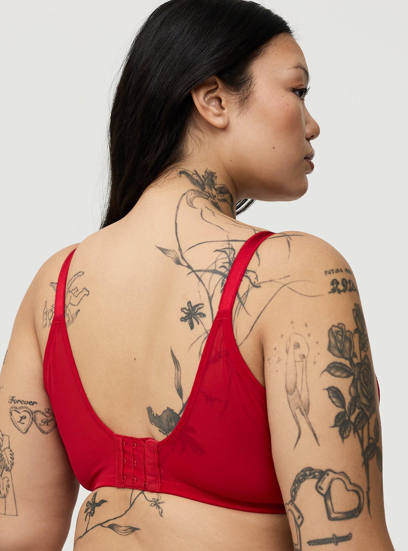 Wire-Free Lightly Lined Lace Bra, JESTER RED, alternate