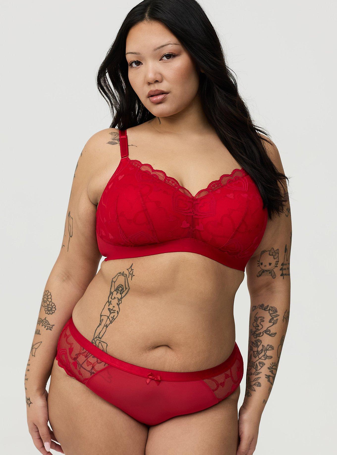 Wire-Free Lightly Lined Lace Bra, JESTER RED, alternate