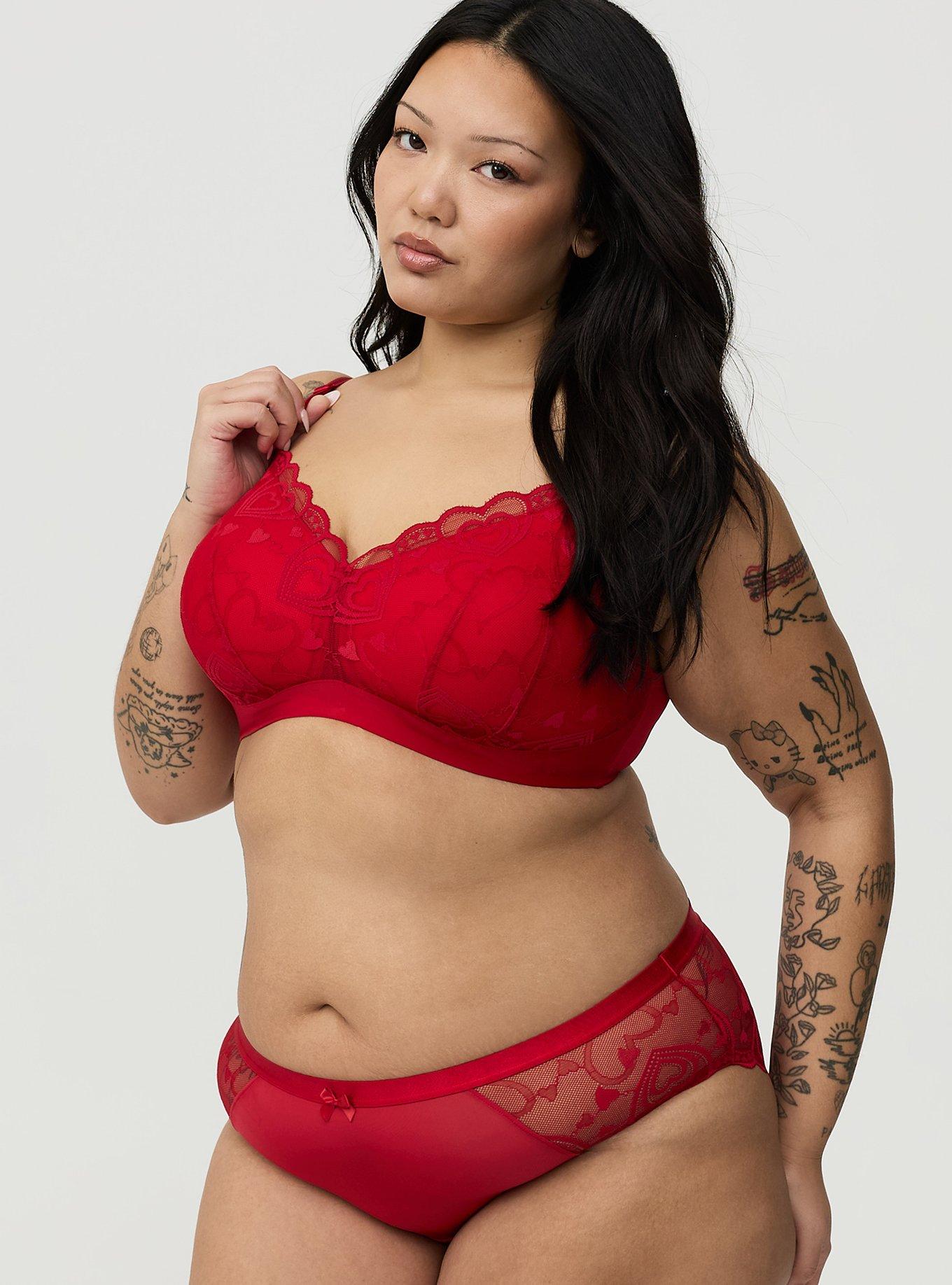 Wire-Free Lightly Lined Lace Bra, JESTER RED, alternate
