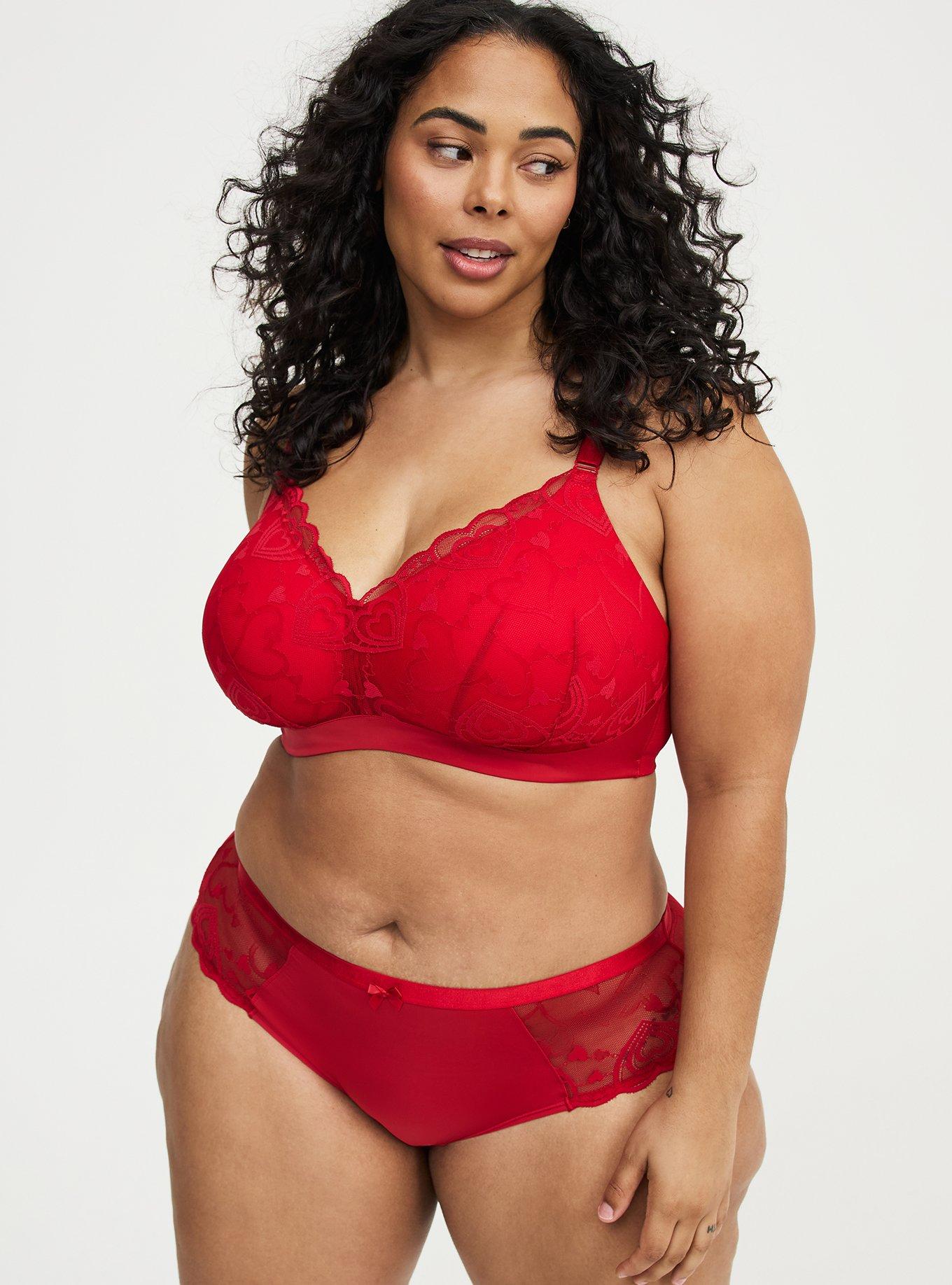 Wire-Free Lightly Lined Lace Bra, JESTER RED, alternate
