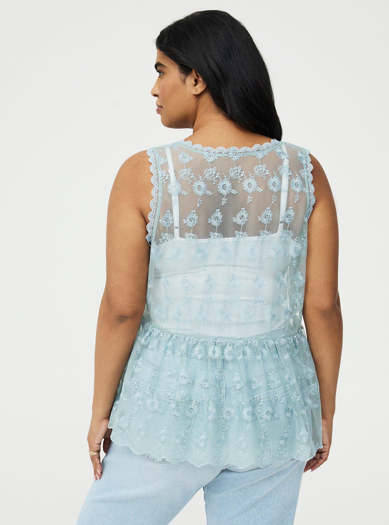 Lace V-Neck Tank, GRAY MIST, alternate