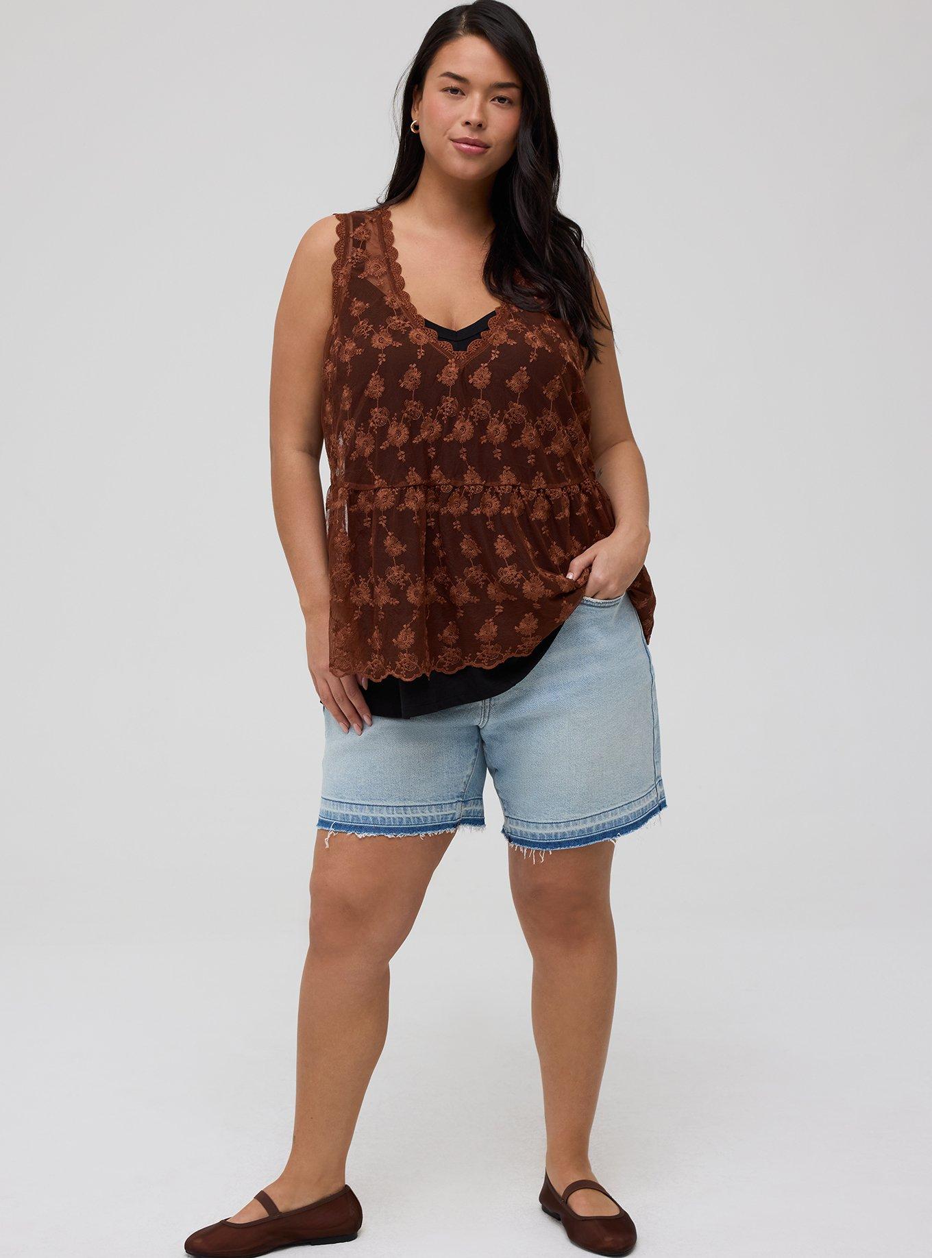Lace V-Neck Tank, CAPPUCCINO, alternate