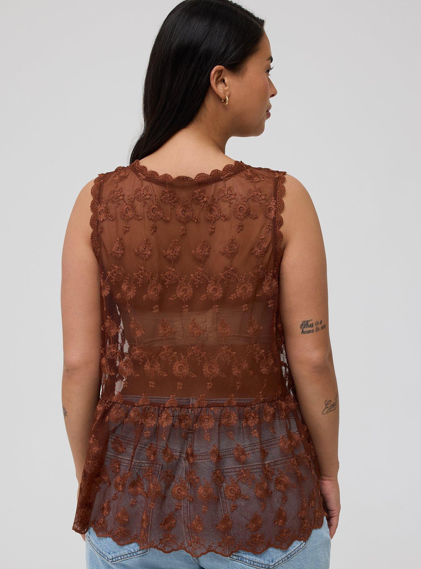 Lace V-Neck Tank, CAPPUCCINO, alternate