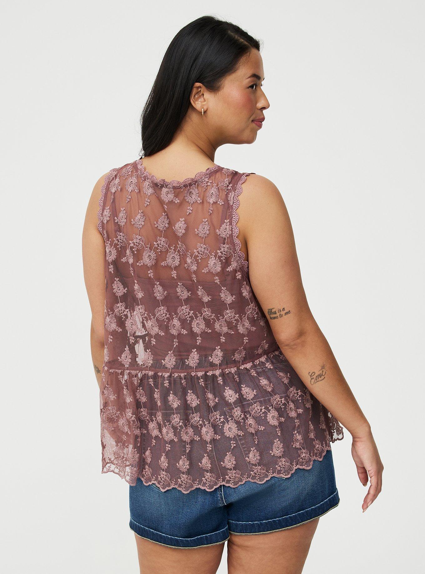 Lace V-Neck Tank, ROSE TAUPE, alternate