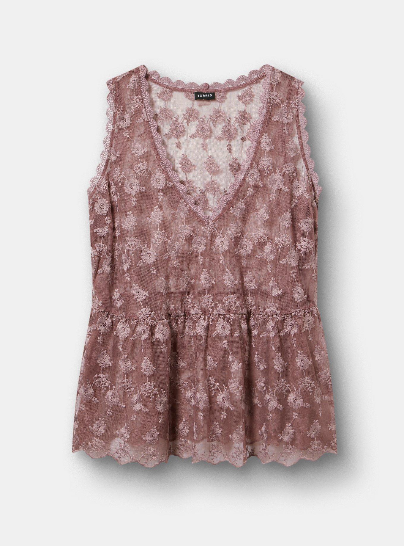 Lace V-Neck Tank, ROSE TAUPE, hi-res