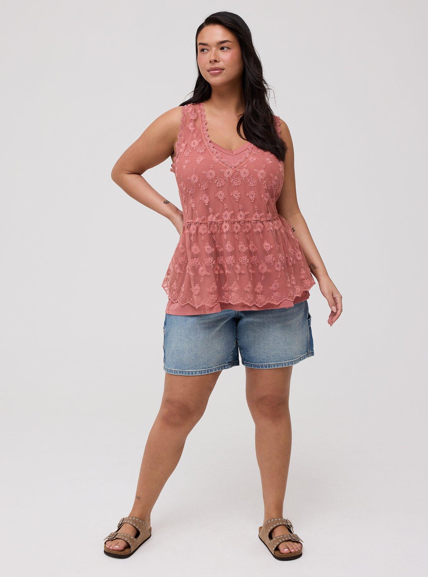 Lace V-Neck Tank, LIGHT MAHOGANY, alternate