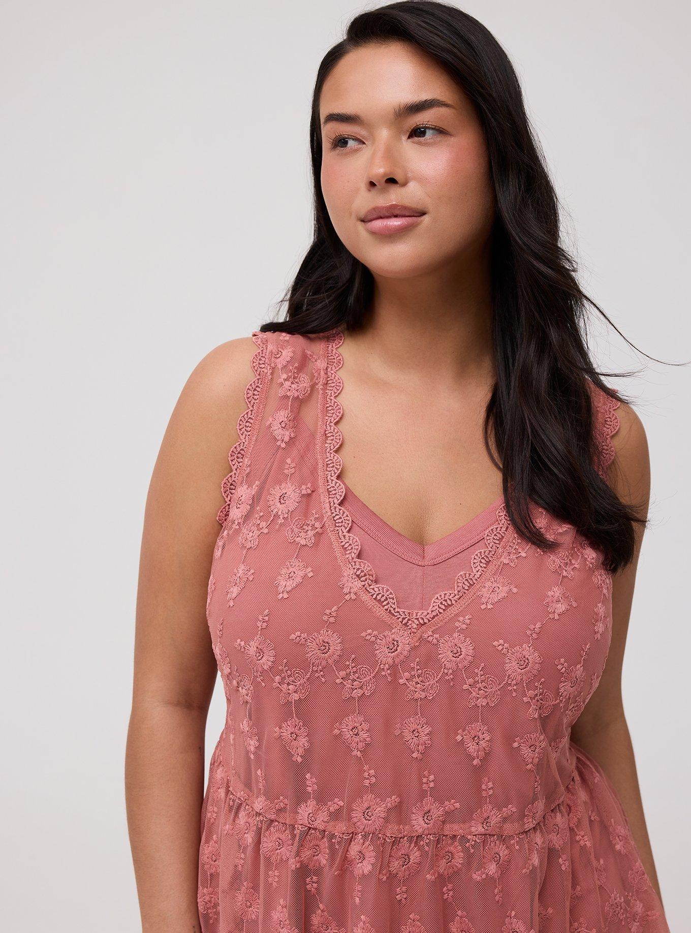 Lace V-Neck Tank, LIGHT MAHOGANY, alternate