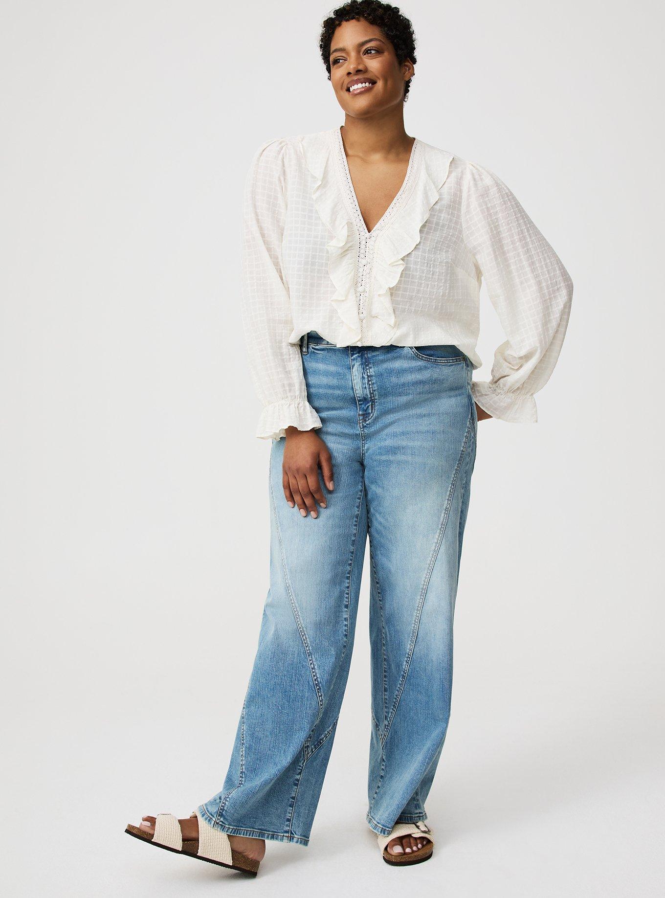 Button-Front Ruffle Blouse