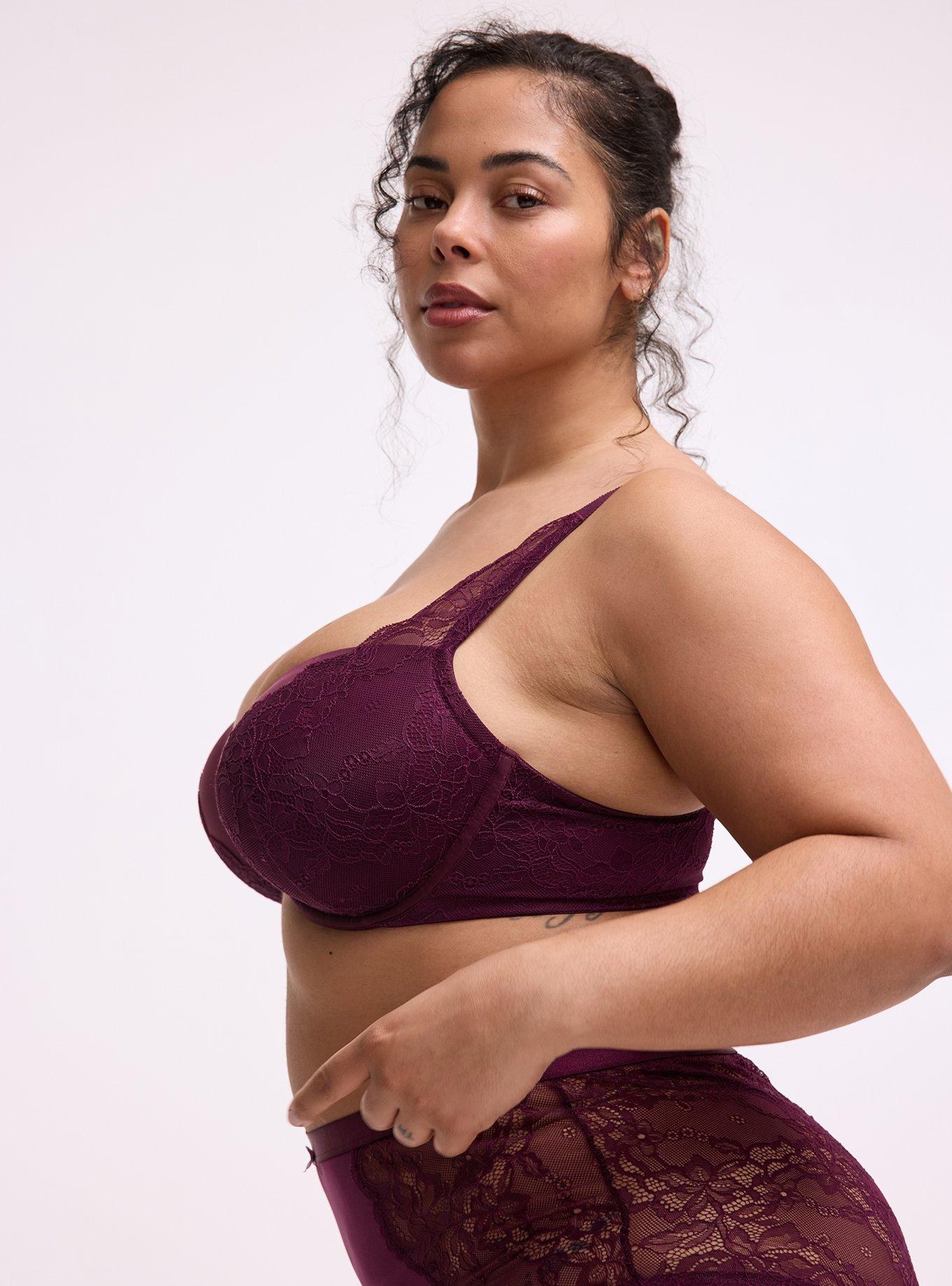 XO Plunge Push-Up Lace Bra, POTENT PURPLE, alternate