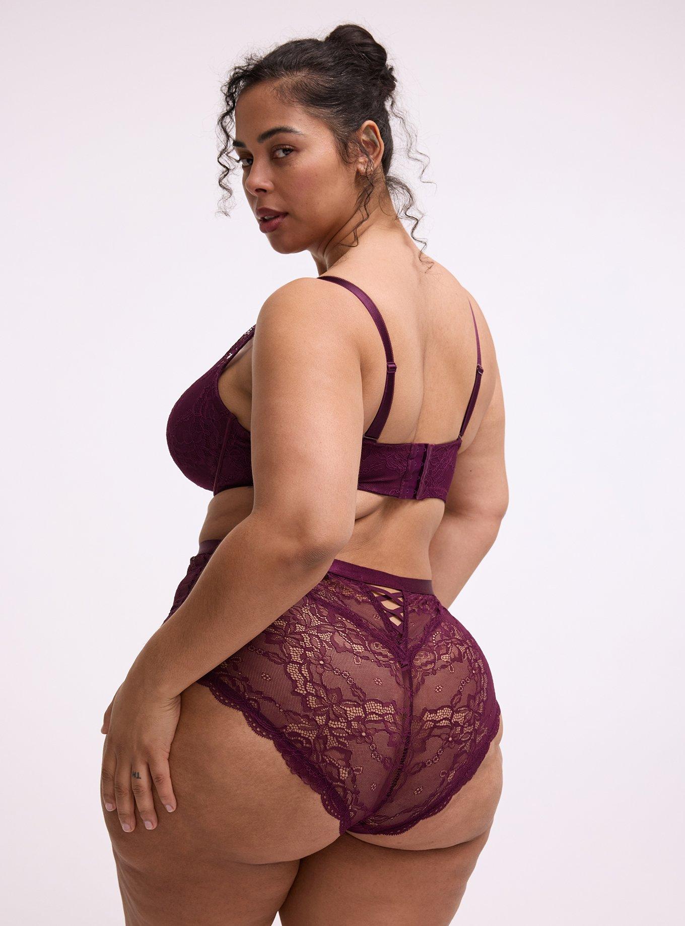 XO Plunge Push-Up Lace Bra, POTENT PURPLE, alternate