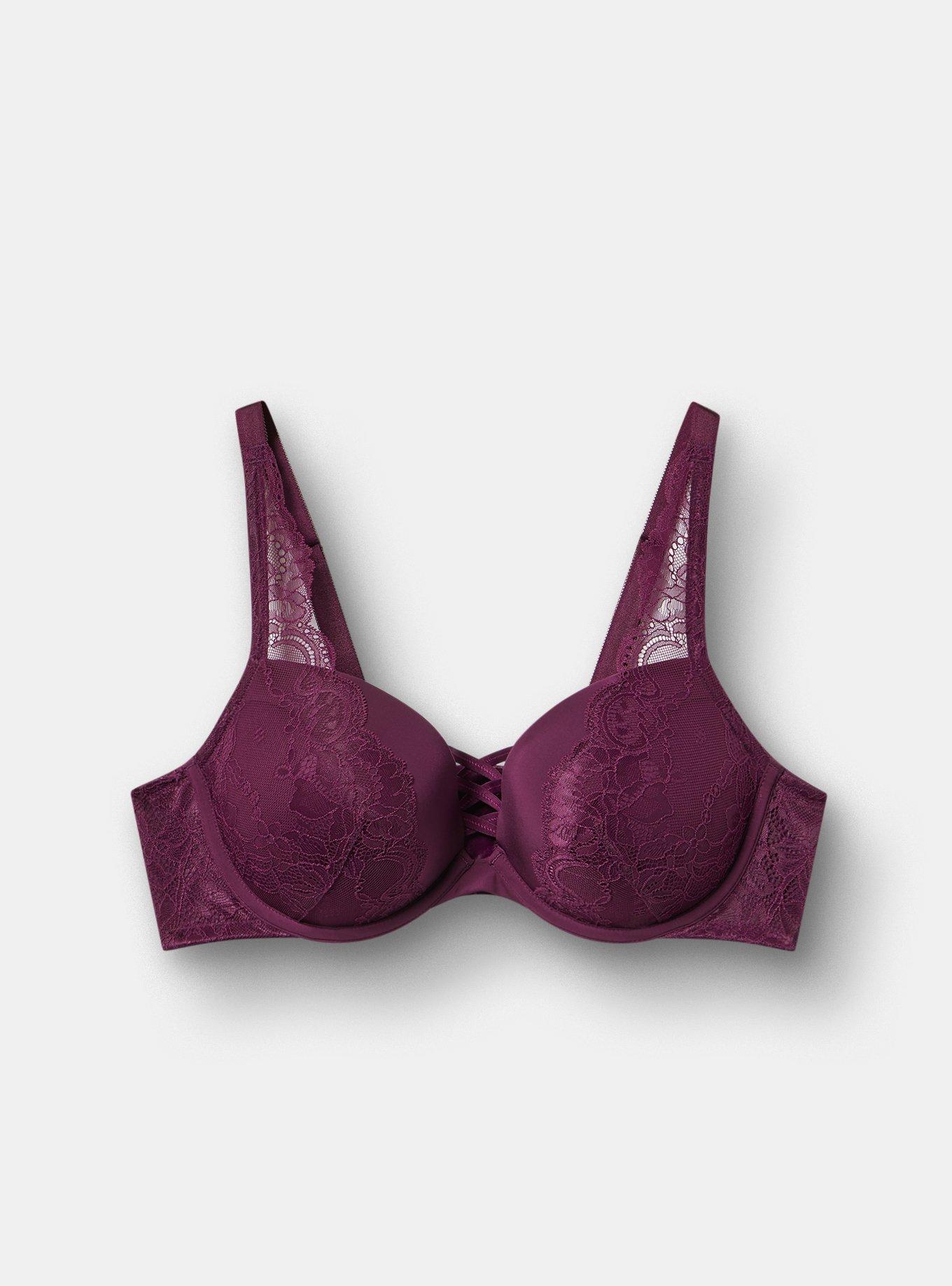 XO Plunge Push-Up Lace Bra, POTENT PURPLE, hi-res