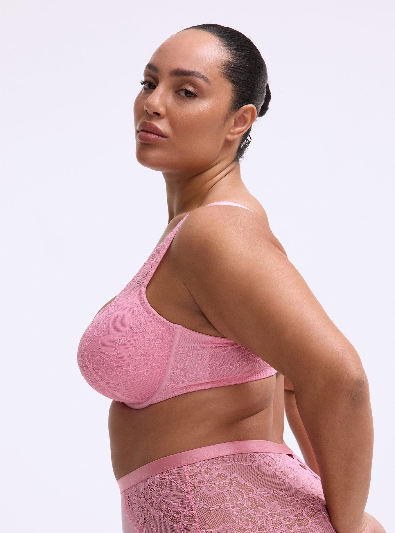 XO Plunge Push-Up Lace Bra, SEA PINK, alternate