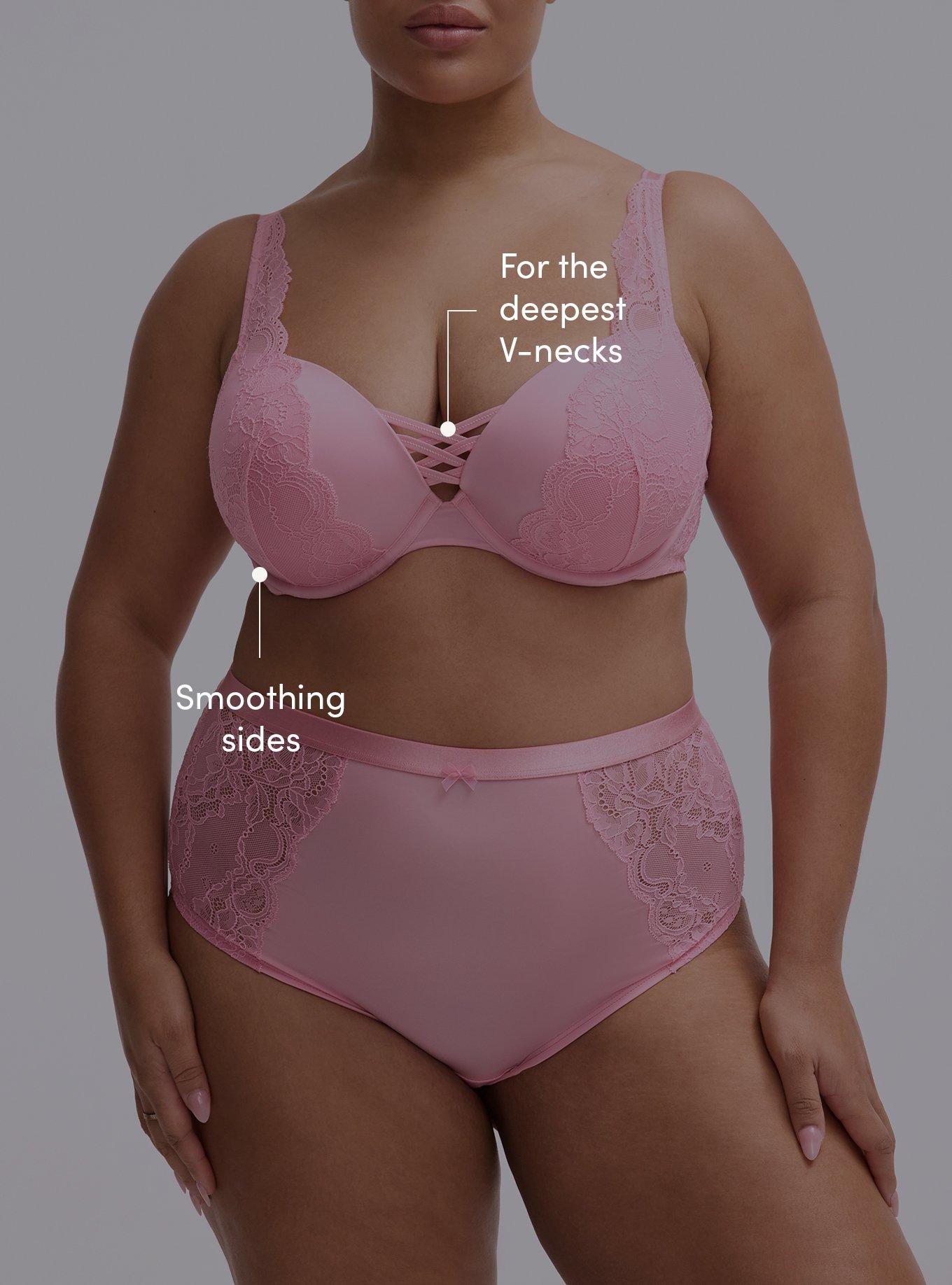 XO Plunge Push-Up Lace Bra, SEA PINK, alternate